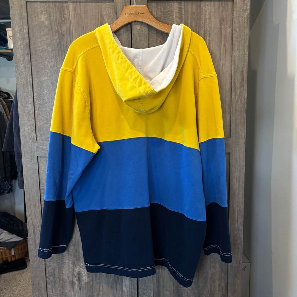 Lauren Ralph Lauren 3X Hoodie Yellow and Blue Color Block Sweatshirt - Picture 2 of 13